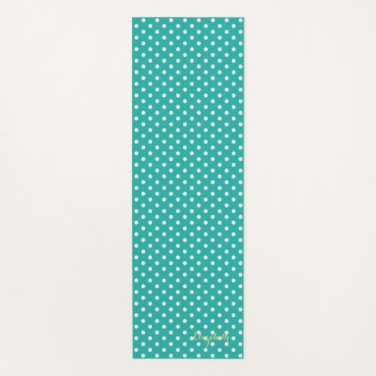 Turquoise Retro Chic Polka Dots Monogram Oefening Yogamat (Voorkant)