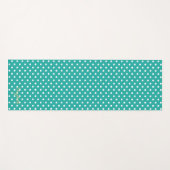 Turquoise Retro Chic Polka Dots Monogram Oefening Yogamat (Voorkant (horizontaal))