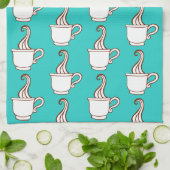 Turquoise Retro Coffee Diner Keukenhanddoek Cadeau (Gevouwen)