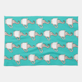 Turquoise Retro Coffee Diner Keukenhanddoek Cadeau (Horizontaal)