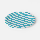 Turquoise Retro Colorful Modern Stripes Patroon Papieren Bordje (Gekanteld)