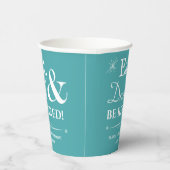 Turquoise Retro Eet Drink & Be Gepensioneerd Party Papieren Bekers (Rechts)