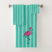 Turquoise Retro Flamingo Badhanddoeken Set Gift Bad Handdoek (Insitu)