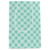 Turquoise Retro Gingham Gift Bag Medium Cadeauzakje (Voorkant)