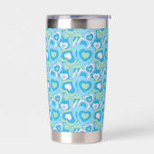 Turquoise Retro Heart Tumbler Geïsoleerde Drinkbeker (Links)