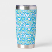 Turquoise Retro Heart Tumbler Geïsoleerde Drinkbeker (Achterkant)
