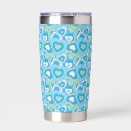 Turquoise Retro Heart Tumbler Geïsoleerde Drinkbeker
