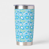 Turquoise Retro Heart Tumbler Geïsoleerde Drinkbeker (Rechts)