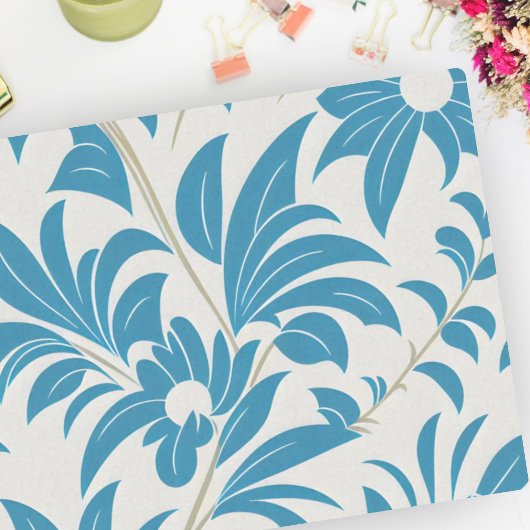 Turquoise  Retro Mid Century Bold Floral Tissuepapier