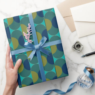 Turquoise Retro Ovals en Semi-Circles Cadeaupapier