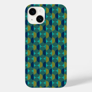 Turquoise Retro Ovals en Semi-Circles Case-Mate iPhone 14 Hoesje