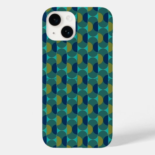 Turquoise Retro Ovals en Semi-Circles Case-Mate iPhone Case (Achterkant)