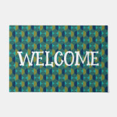 Turquoise Retro Ovals en Semi-Circles Deurmat (Voorkant)