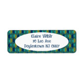 Turquoise Retro Ovals en Semi-Circles Etiket (Voorkant)