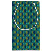 Turquoise Retro Ovals en Semi-Circles Klein Cadeauzakje (Achterkant)