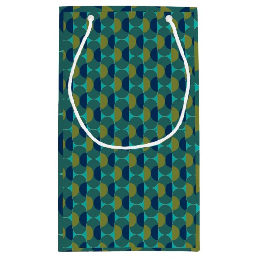 Turquoise Retro Ovals en Semi-Circles Klein Cadeauzakje (Achterkant)