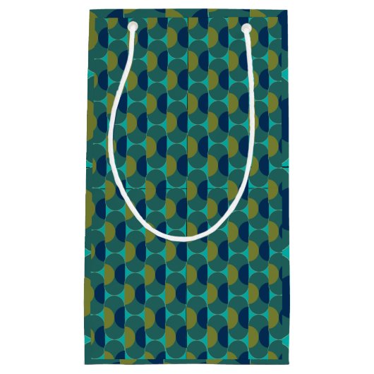 Turquoise Retro Ovals en Semi-Circles Klein Cadeauzakje (Voorkant)