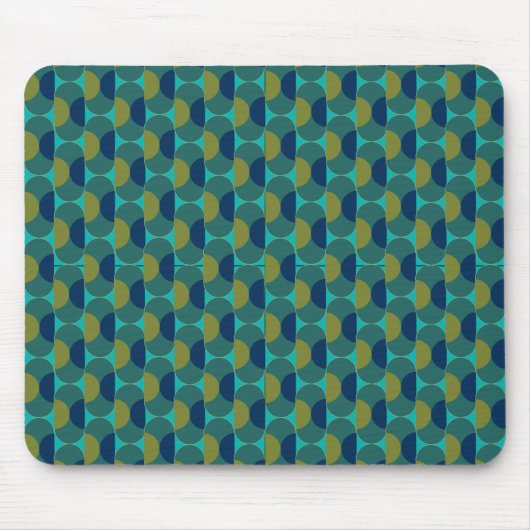 Turquoise Retro Ovals en Semi-Circles Muismat (Voorkant)