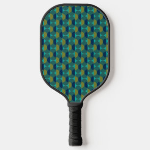 Turquoise Retro Ovals en Semi-Circles Pickleball Paddle