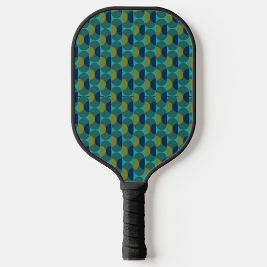Turquoise Retro Ovals en Semi-Circles Pickleball Paddle (Voorkant)