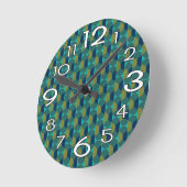Turquoise Retro Ovals en Semi-Circles Ronde Klok (Hoek)