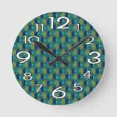 Turquoise Retro Ovals en Semi-Circles Ronde Klok (Voorkant)