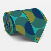 Turquoise Retro Ovals en Semi-Circles Stropdas (Opgerold)