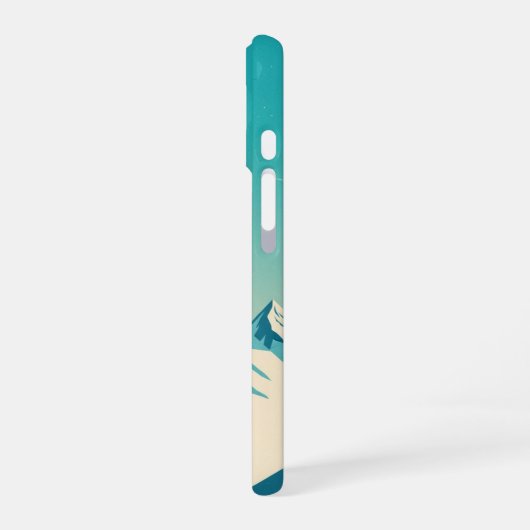 Turquoise Retro Peaks iPhone 16 Hoesje (Linkerkant)