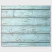 turquoise retro rustiek hout cadeaupapier (Vlak)