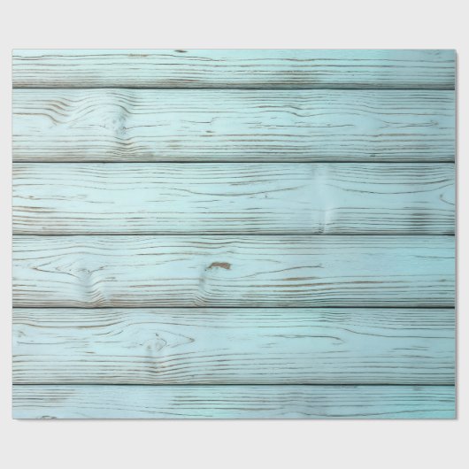 turquoise retro rustiek hout cadeaupapier (Vlak)