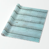 turquoise retro rustiek hout cadeaupapier (Uitgerold)
