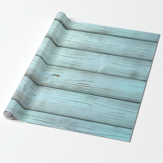 turquoise retro rustiek hout cadeaupapier (Uitgerold)