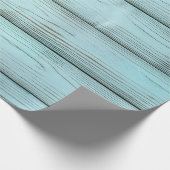 turquoise retro rustiek hout cadeaupapier (Hoek)