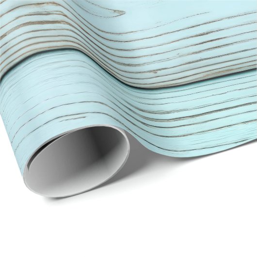 turquoise retro rustiek hout cadeaupapier (Rol Hoek)