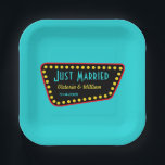 Turquoise Retro Sign Paper Plates Papieren Bordje<br><div class="desc">The design is from original art. Change the text to suit your needs.</div>