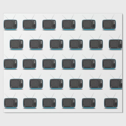 Turquoise Retro TV Cadeaupapier (Vlak)