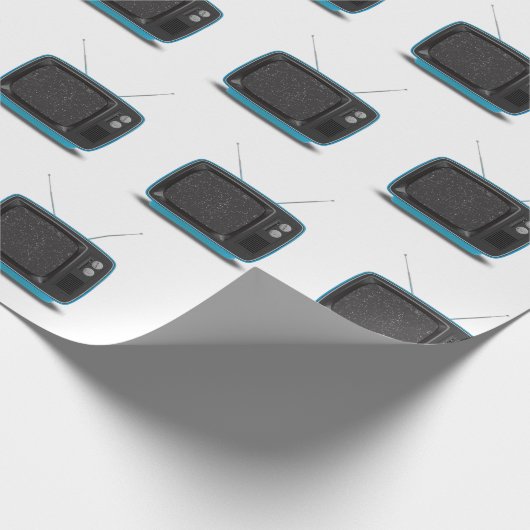 Turquoise Retro TV Cadeaupapier (Hoek)