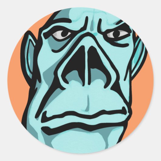 Turquoise reus ronde sticker (Voorkant)