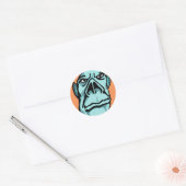 Turquoise reus ronde sticker (Envelop)