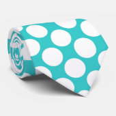 Turquoise Reuzen Stippen Aangepaste Das (Opgerold)