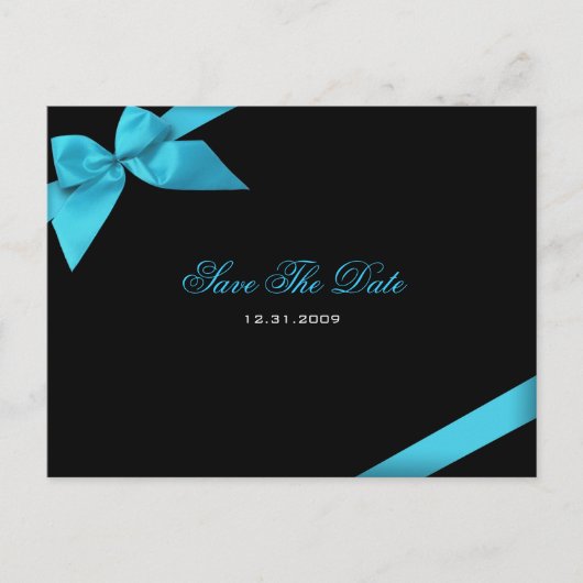 Turquoise Ribbon bruiloft uitnodiging Save the Dat (Voorkant)