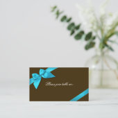 Turquoise Ribbon Guest Table Place Card Plaatskaartje (Staand voorkant)