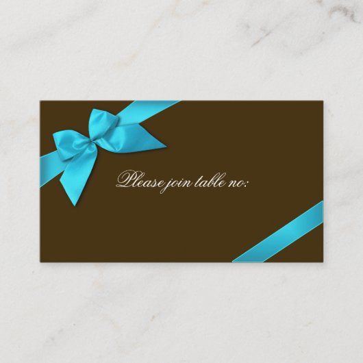 Turquoise Ribbon Guest Table Place Card Plaatskaartje (Voorkant)