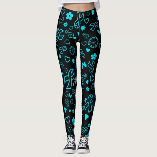 Turquoise Ribbon Multi Print,, POTS Leggings (Voorkant)