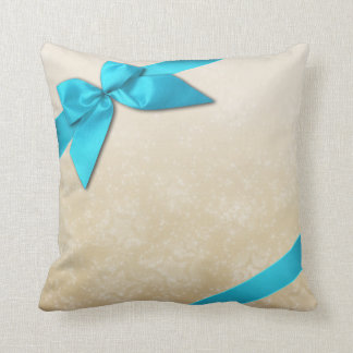 Turquoise Ribbon op Ivory Stars Achtergrond Kussen