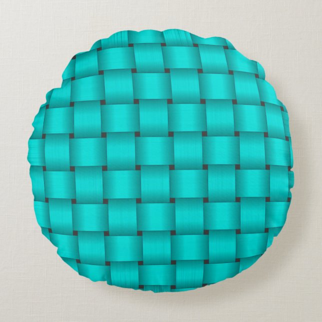 Turquoise Ribbon Rond Kussen (Voorkant)