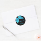Turquoise Ribbon Wedding Announement RSVP Ronde Sticker (Envelop)