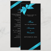 Turquoise Ribbon Wedding Menu (Voorkant / Achterkant)