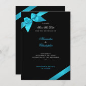 Turquoise Ribbon Wedding Save the Date 2 (Voorkant / Achterkant)