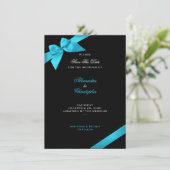 Turquoise Ribbon Wedding Save the Date 2 (Staand voorkant)